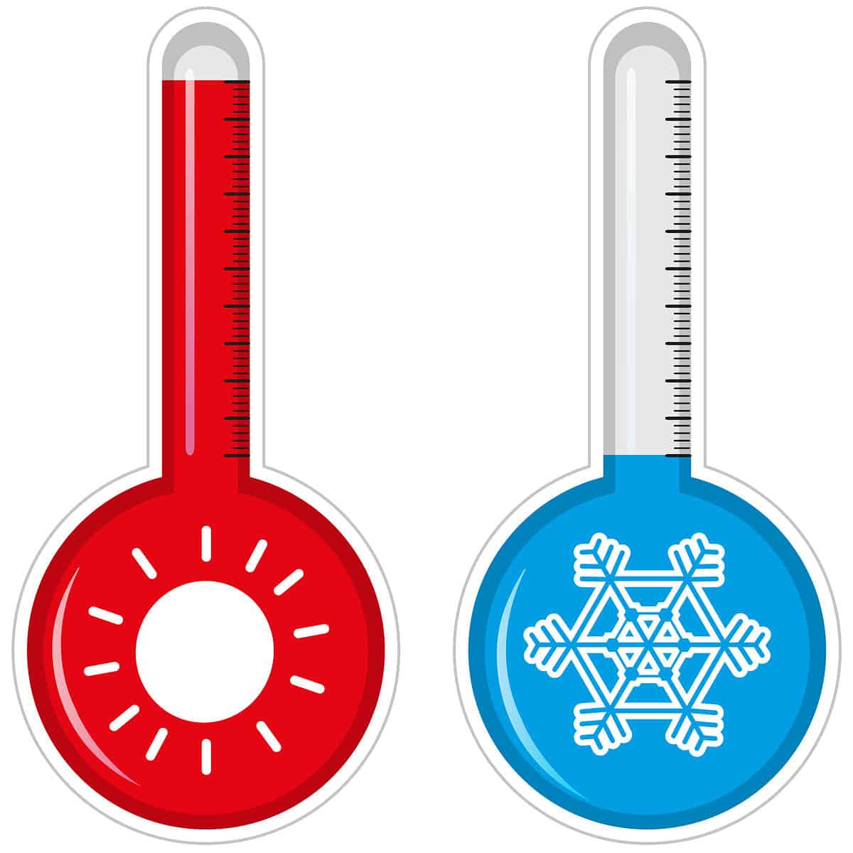Two thermometers for hot and cold weather